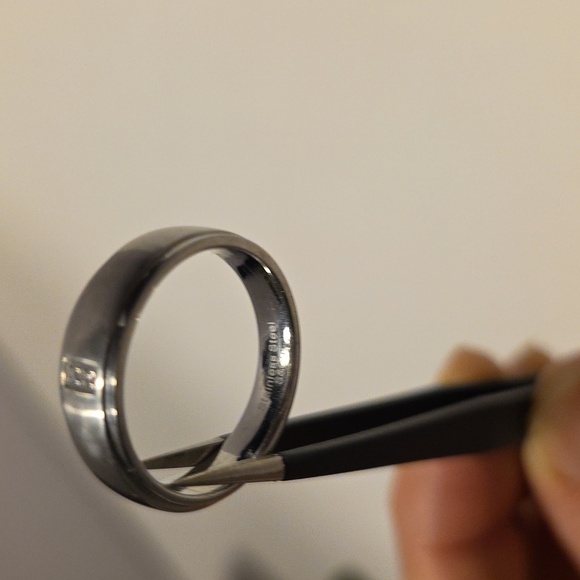 Stainless Steel Diamond Mens Band Ring with Diamond Accent Size 9 - Picture 6 of 10